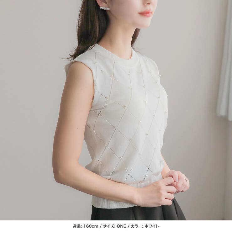 パールデコノースリーブニットトップス [24073 ミドル丈 | JULIA BOUTIQUE | 詳細画像14 
