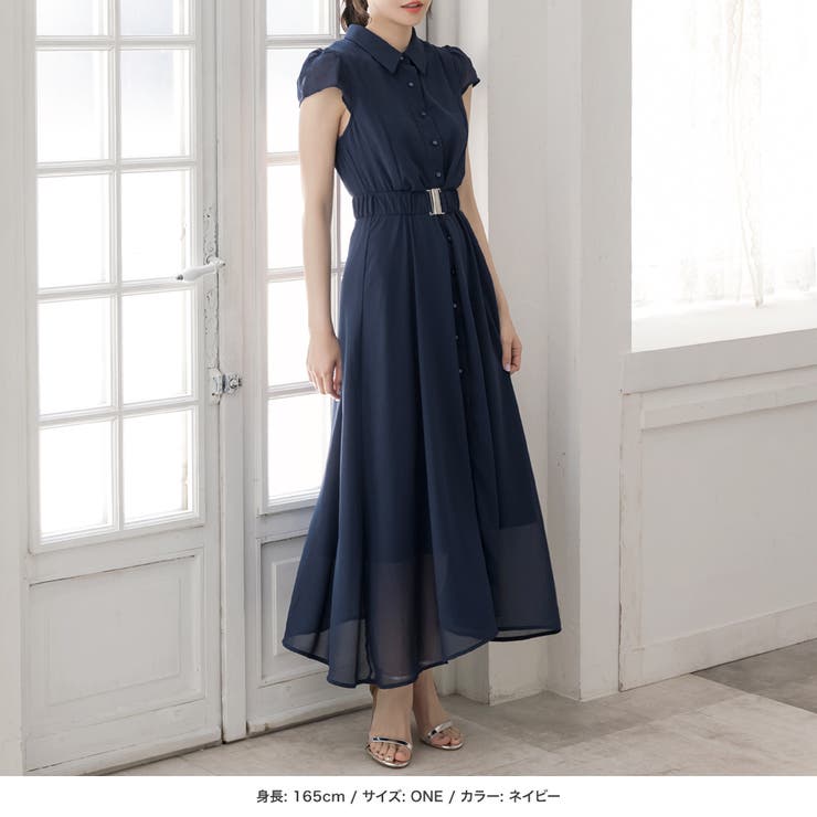 【ネイビー】 | ベルト付きシャツワンピース [24080 半袖 | JULIA BOUTIQUE