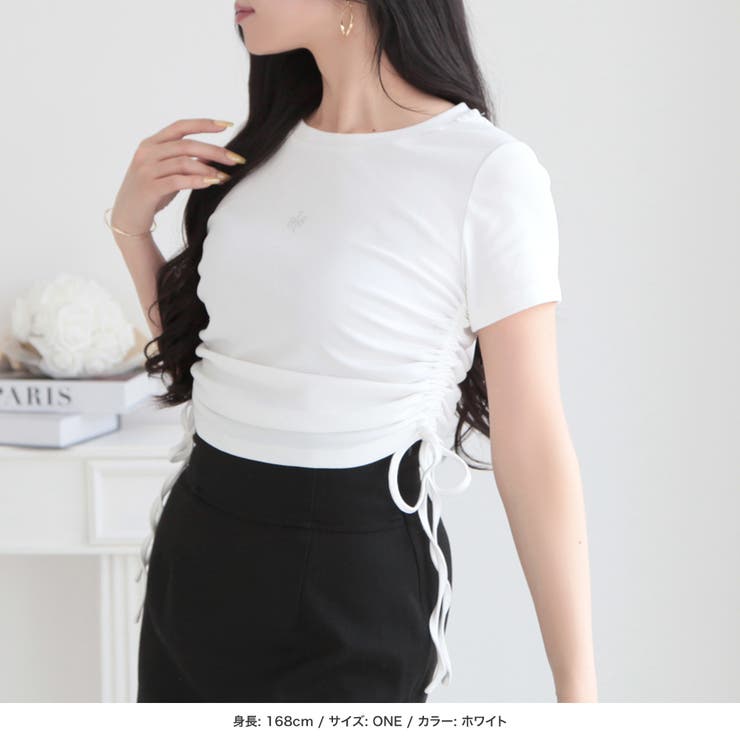 ラインストーンロゴドロストギャザートップス [24093 半袖 | JULIA BOUTIQUE | 詳細画像11 