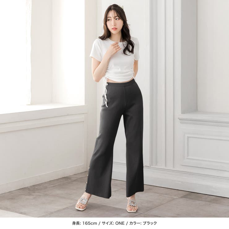 シェルボタン付きフレアニットパンツ [24098 フルレングス | JULIA BOUTIQUE | 詳細画像5 