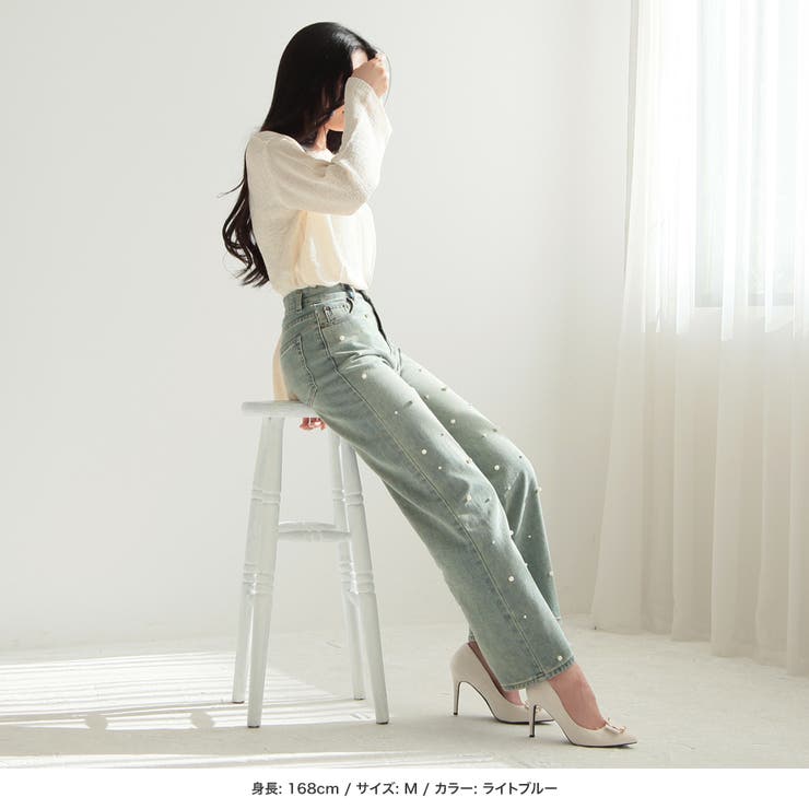 パール付きハイウエストデニムパンツ  | JULIA BOUTIQUE | 詳細画像13 