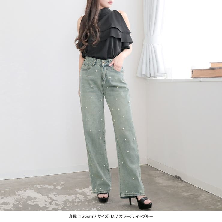 パール付きハイウエストデニムパンツ  | JULIA BOUTIQUE | 詳細画像14 