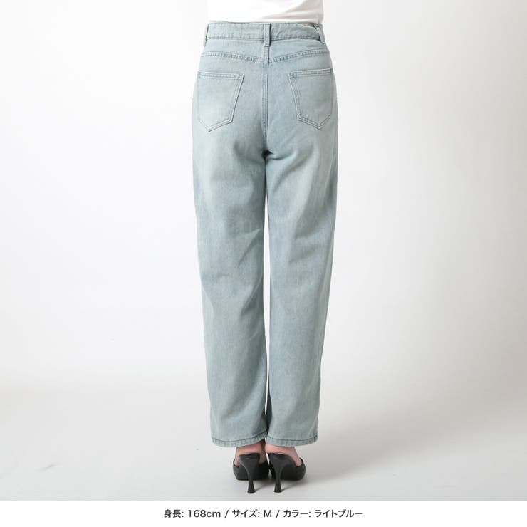 ビジュー付きハイウエストデニムパンツ [品番：BA000005815
