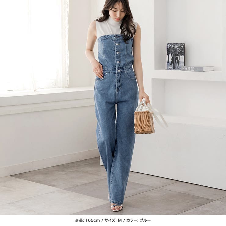美品】H BEAUTY&YOUTH デニムベアトップサロペット - メルカリ