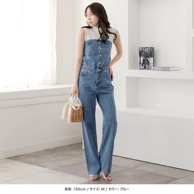 ベアトップデニムサロペットパンツ [品番：BA000005816]｜JULIA