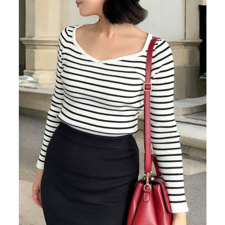 【ボーダー】 | ネックが選べる毎日リブニットトップス  | JULIA BOUTIQUE