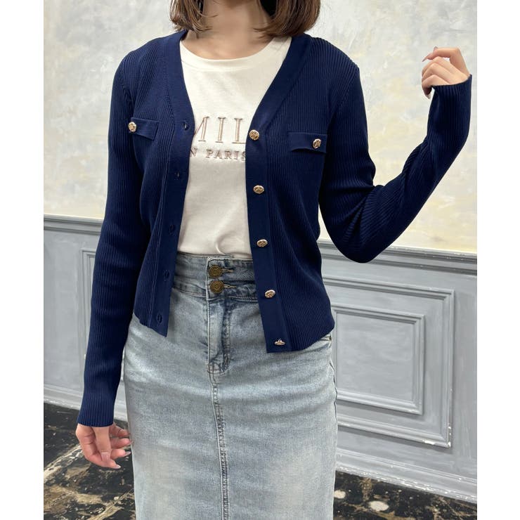 ゴールドボタンVネックニットカーディガン [24528 長袖 | JULIA BOUTIQUE | 詳細画像8 