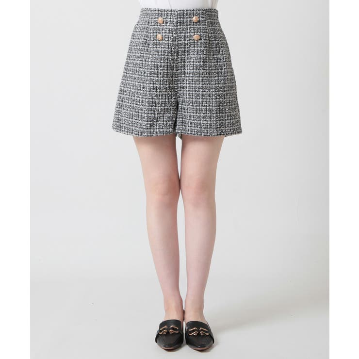 履くだけで脚長効果抜群。ツイードショートパンツ[品番：BA000005946