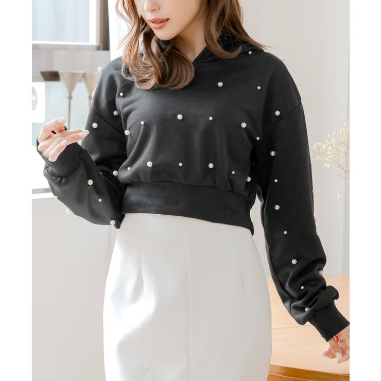 パール付きショート丈パーカー  | JULIA BOUTIQUE | 詳細画像1 