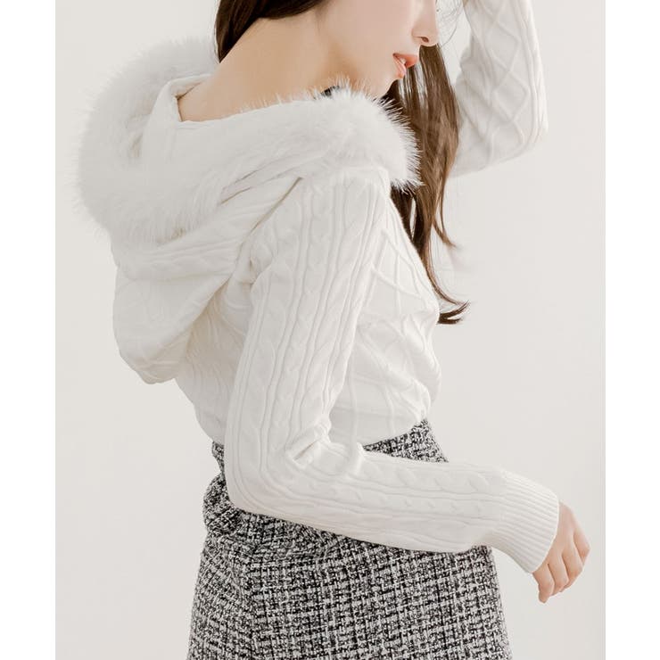 ファー付きパーカーニットトップス  | JULIA BOUTIQUE | 詳細画像14 