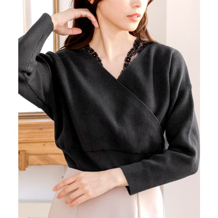 女性らしさの詰まった1枚。レースドッキングニットトップス | JULIA BOUTIQUE | 詳細画像1 