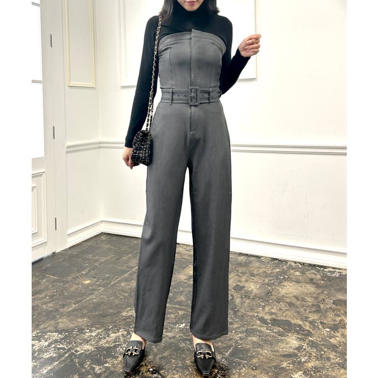 シンプルで大人っぽい。ベアトップサロペットパンツ | JULIA BOUTIQUE | 詳細画像1 