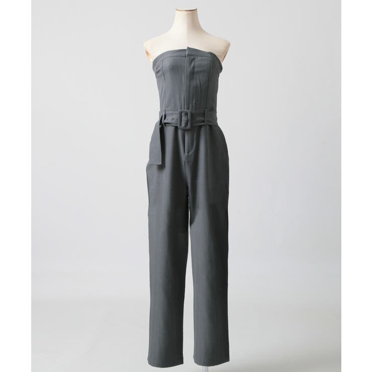 シンプルで大人っぽい。ベアトップサロペットパンツ[品番 シンプルで大人っぽい。ベアトップサロペットパンツ[品番
