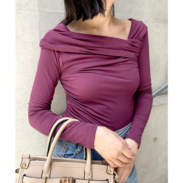 【パープル】 | ワンショルダー風カットソー  | JULIA BOUTIQUE