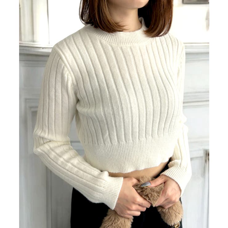 リブニットショート丈トップス/24673[品番：BA000005970]｜JULIA