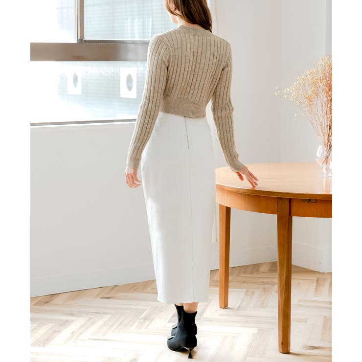 リブニットショート丈トップス/24673[品番：BA000005970]｜JULIA
