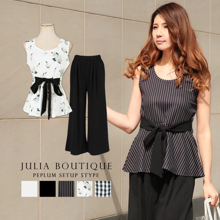 ２点セット・ウエストリボン付きペプラムチュニックセットアップ/510262 | JULIA BOUTIQUE | 詳細画像1 