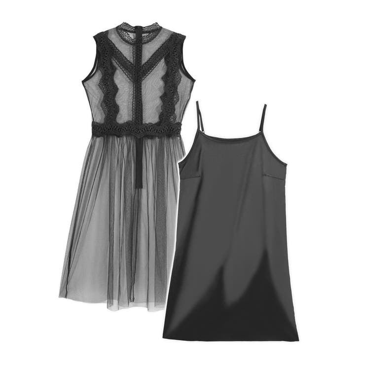 インナーキャミソール付きレース&times;チュールワンピース [510361] | JULIA BOUTIQUE | 詳細画像7 