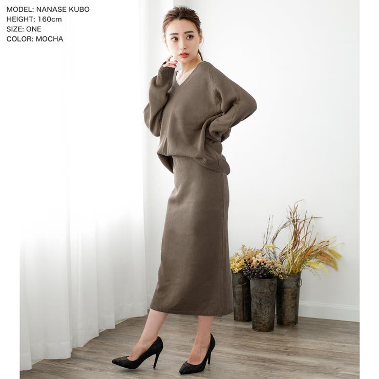 Vネックニットセットアップ [510485][品番：BA000004245]｜JULIA