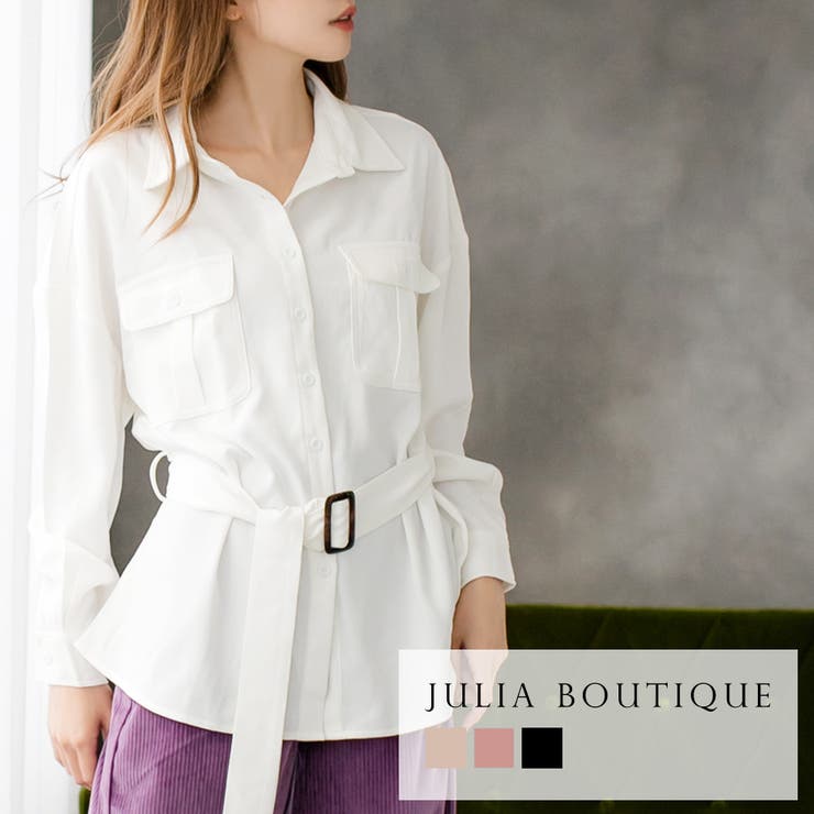 ベルト付きオーバーサイズシャツ [510486][品番：BA000004274]｜JULIA