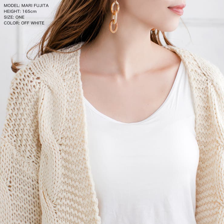 ケーブル編みローゲージニットカーディガン [510524][品番