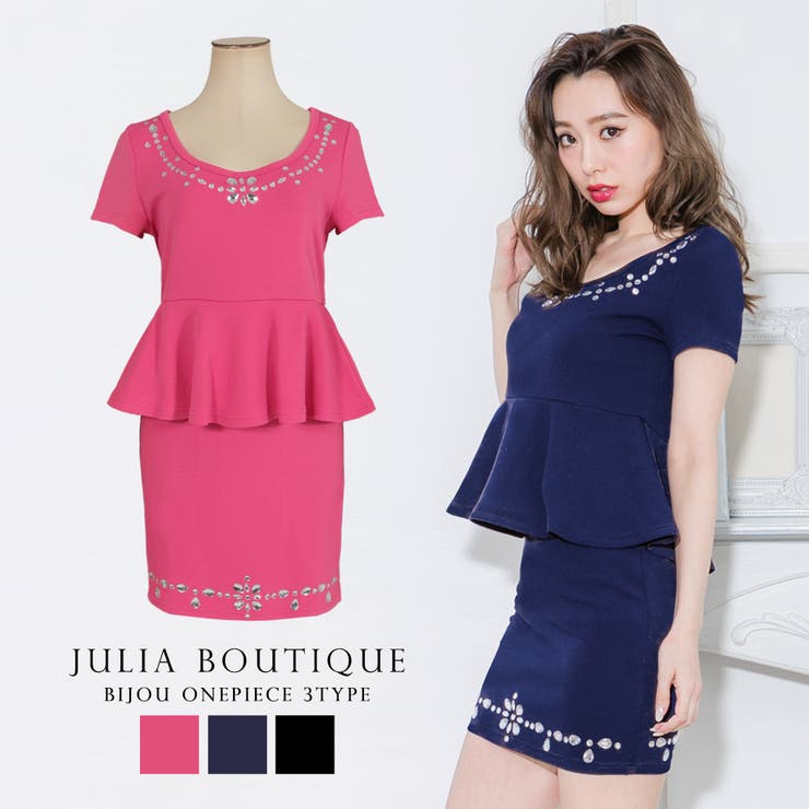 ビジュー付きペプラムワンピース/520089 | JULIA BOUTIQUE | 詳細画像1 