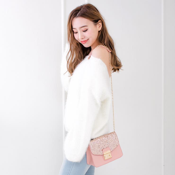 グリッターラメデザインショルダーチェーンミニバッグ/550004[品番