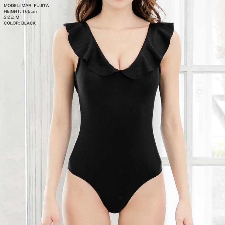 バックオープンフリルワンピース水着 [品番：BA000004569