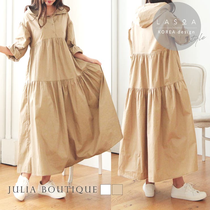 【LASOA】フード付ティアードフリルシャツワンピース/L00053 | JULIA BOUTIQUE | 詳細画像1 