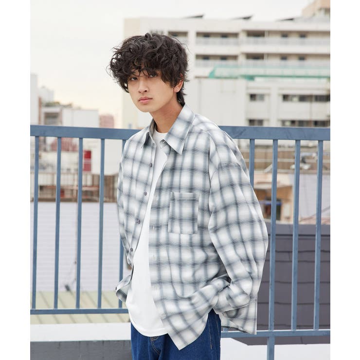 re_k by JUNRED / オンブレーチェックルーズボックスシャツ[品番