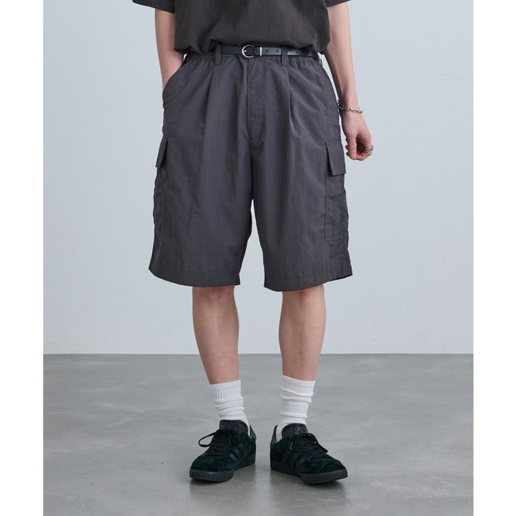RHUDE ストレートレッグ ロゴ ナイロン ショーツ 限定品 re_k by JUNRED / オーバーワイドナイロンカーゴショーツ[品番