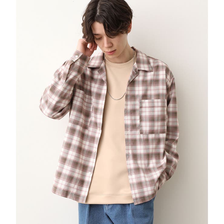 リラックスシルエットオープンカラーチェックシャツ[品番 リラックスシルエットオープンカラーチェックシャツ[品番