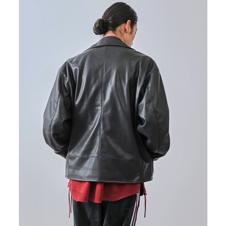 シンセティックレザーライダースブルゾン[品番：JRDM0045372