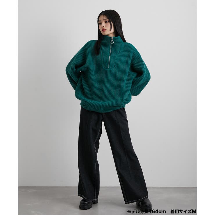 ハーフジップビッグニット[品番：JRDM0032218]｜JUNRED（ジュン