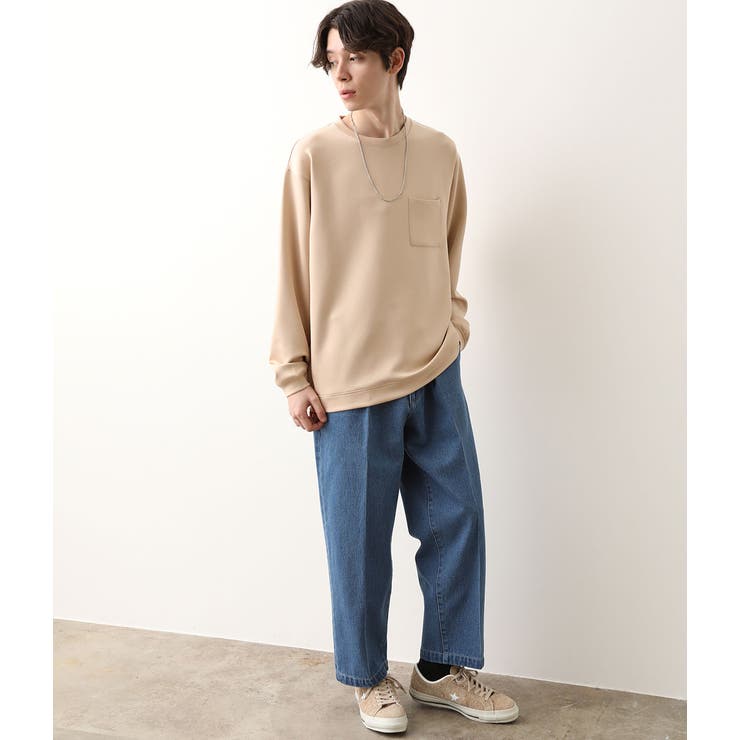 ミドルオンスデニムワイドテーパードタックパンツ[品番 ミドルオンスデニムワイドテーパードタックパンツ[品番