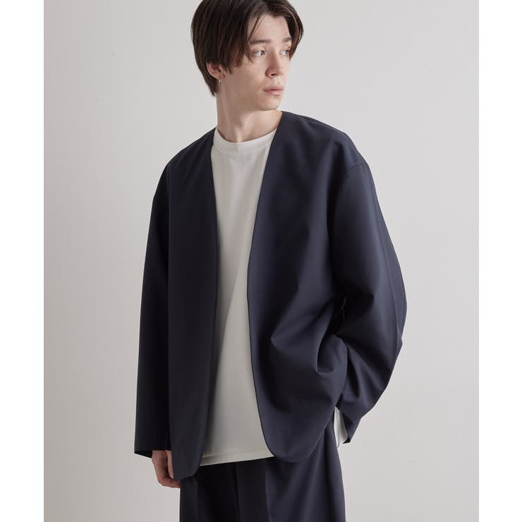 ユウ×JUNRed】ポリッシュドTRルーズノーカラージャケット[品番