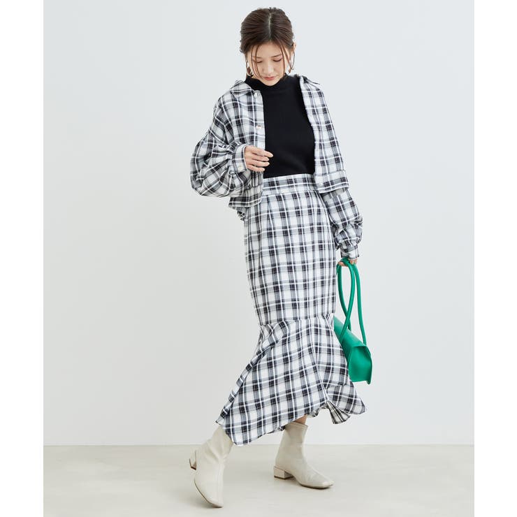 【一部店舗限定】チェック柄イレヘムマーメイドスカート【セットアップ対応】 | VIS  | 詳細画像15 
