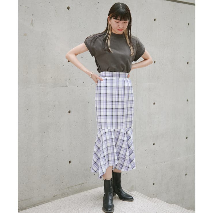 【一部店舗限定】チェック柄イレヘムマーメイドスカート【セットアップ対応】 | VIS  | 詳細画像2 