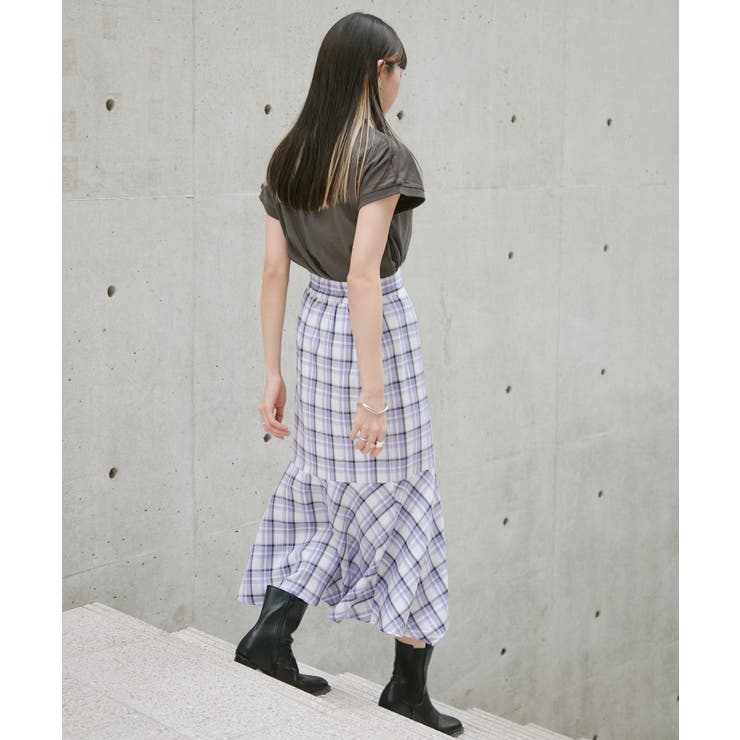 【一部店舗限定】チェック柄イレヘムマーメイドスカート【セットアップ対応】 | VIS  | 詳細画像3 