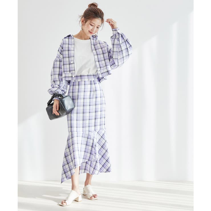 【一部店舗限定】チェック柄イレヘムマーメイドスカート【セットアップ対応】 | VIS  | 詳細画像5 