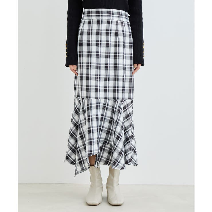 【一部店舗限定】チェック柄イレヘムマーメイドスカート【セットアップ対応】 | VIS  | 詳細画像8 
