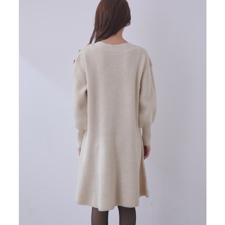 【WEB限定】クラシカル肩釦ニットミニ丈ワンピース | VIS  | 詳細画像20 