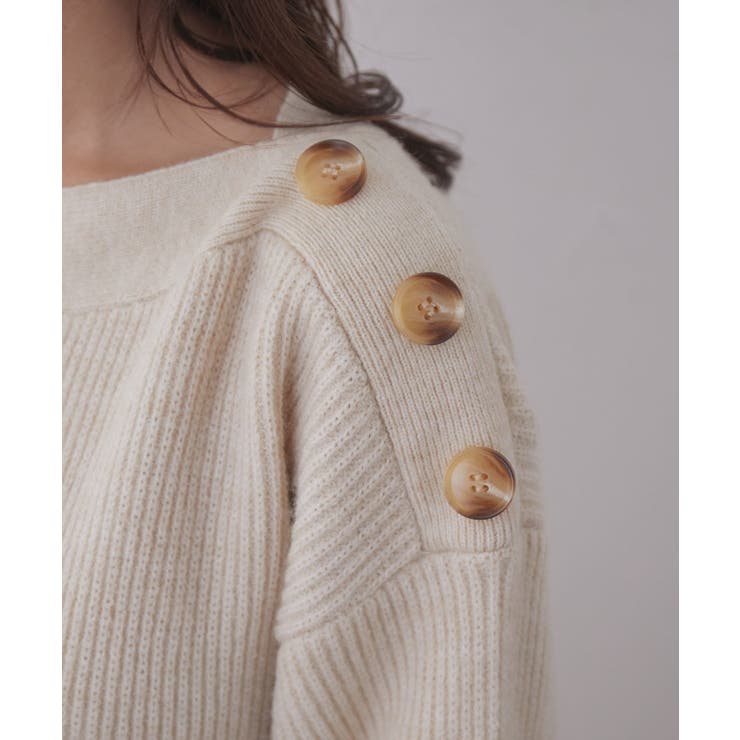 【WEB限定】クラシカル肩釦ニットミニ丈ワンピース | VIS  | 詳細画像25 