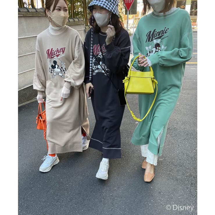 ディズニー】ミッキー＆ミニー/裏毛ステッチワンピース【WEB限定