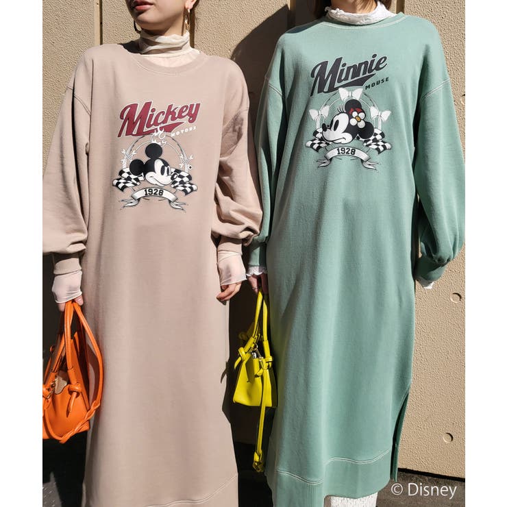 ディズニー】ミッキー＆ミニー/裏毛ステッチワンピース【WEB限定