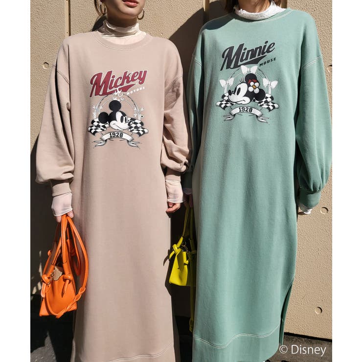 ディズニー】ミッキー＆ミニー/裏毛ステッチワンピース【WEB限定