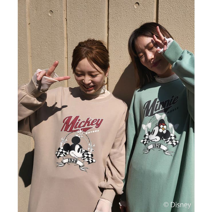 ディズニー】ミッキー＆ミニー/裏毛ステッチワンピース【WEB限定