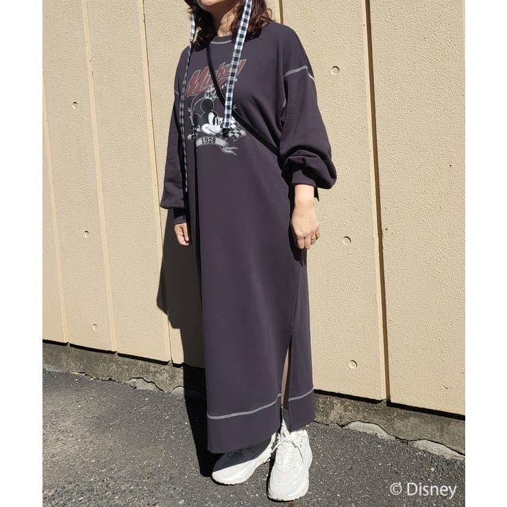 ディズニー】ミッキー＆ミニー/裏毛ステッチワンピース【WEB限定