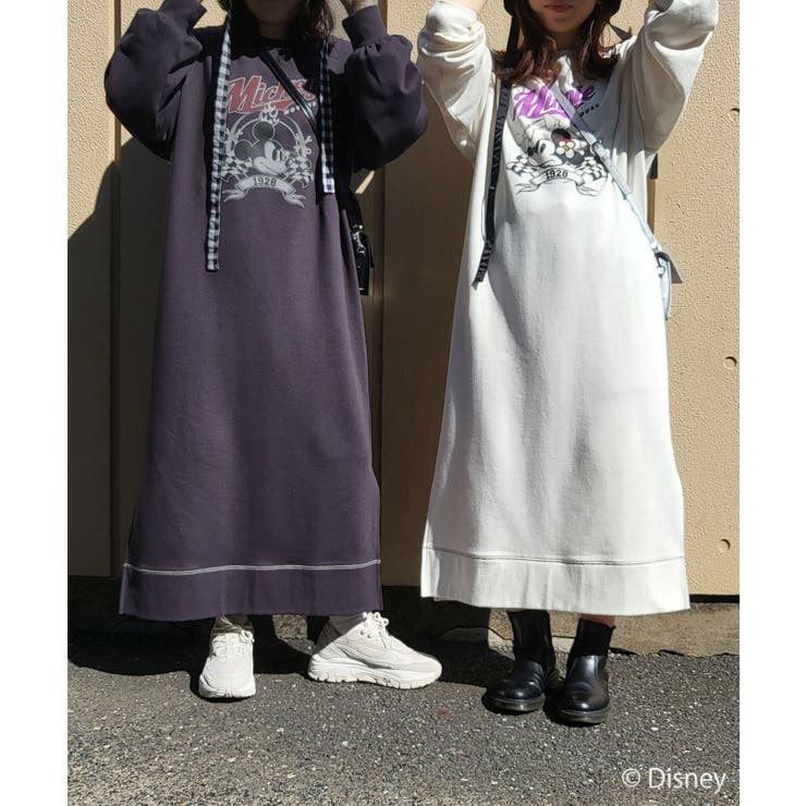 ディズニー】ミッキー＆ミニー/裏毛ステッチワンピース【WEB限定