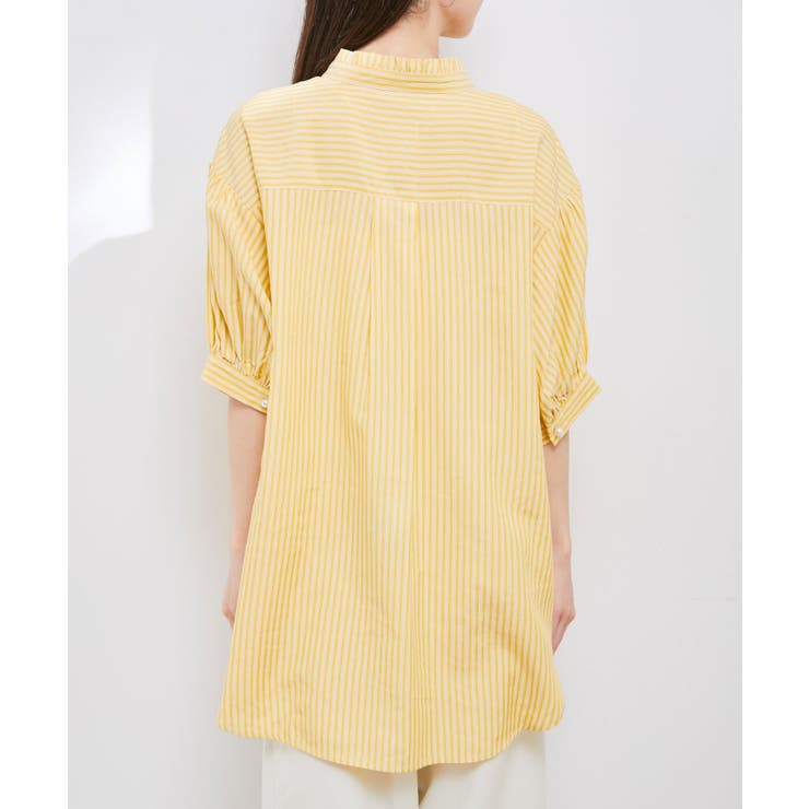 【WEB限定】スタンドフリルストライプ5分袖ブラウス | VIS  | 詳細画像17 